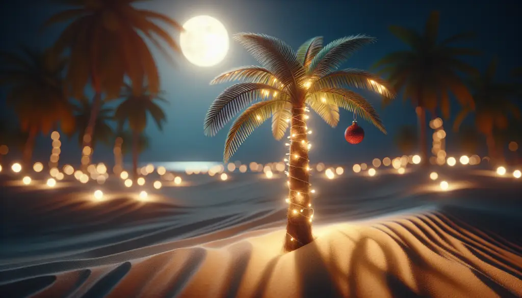 Christmas Eve Under Palm Trees Draped in Lights Christmas Eve Under Palm Trees Draped in Lights